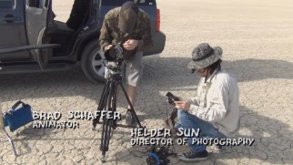 Crew members hit the desert to film live-action plates in "Post-Apocalyptic Future of Holidays."
