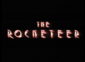 The title logo for "The Rocketeer" appears in the movie's blurry standard definition theatrical trailer.