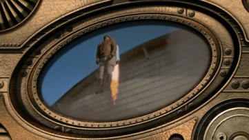 The Rocketeer takes off on the Blu-ray's menu montage.