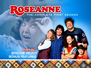 Roseanne gives herself scary eyes in the ethereal montage of the DVDs' main menu.