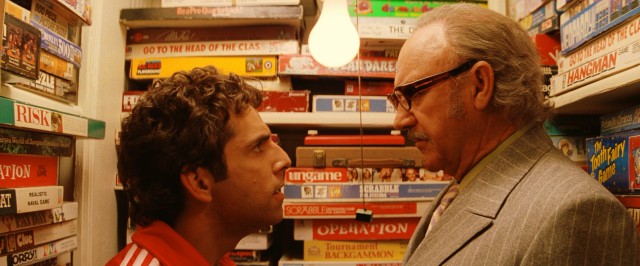 Chas (Ben Stiller) confronts Royal (Gene Hackman) in a closet filled with the family's many old board games.