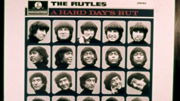 The loss of a Rutle in this shot of the album cover of A Hard Day's Rut makes it pretty clear that "All You Need Is Cash" isn't meant to be seen in widescreen.