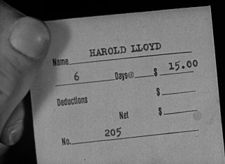 Back in the summer of 1922 when this was shot, $15 was a conceivable week's wage for a department store sales clerk like Harold Lloyd.