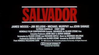 Salvador's trailer ends with a fairly standard billing block that assigns the "and" credit to John Savage.