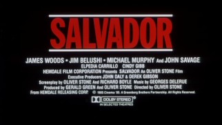 Salvador's trailer ends with a fairly standard billing block that assigns the "and" credit to John Savage.