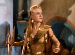 While Hedy Lamarr goes unnoticed in the corner, blonde big sister Semadar (Angela Lansbury) is pursued by suitors left and right.