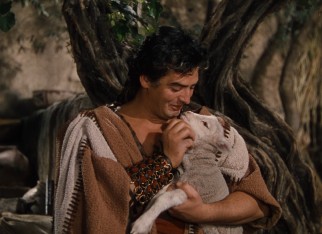 The so-called lion of Dan, Samson (Victor Mature), shows his soft side to a lamb.