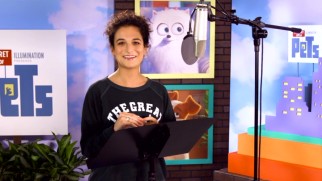 Jenny Slate has fun for the cameras in "Animals Can Talk."