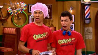 Ty (Roshon Fegan) and Deuce (Adam Irigoyen) respond to the yeasty, doughy mess they've made at Crusty's in "Shake It Up, Up and Away (Part 2)."