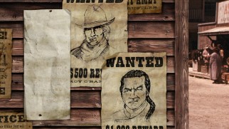 Chon and Roy's wanted posters adorn the Shanghai Noon Blu-ray menu.