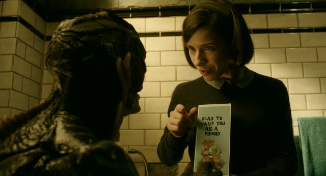 "The Shape of Water" stars Sally Hawkins as Elisa Esposito, a mute military research facility custodian who befriends and releases an amphibian man (Doug Jones).