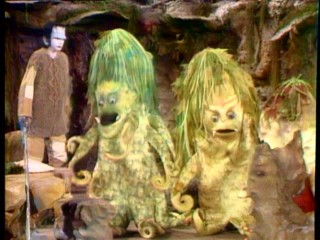 With stilts and make-up, Johnny (Whitaker) has Frankenstein drop in for a visit to the Ooze cave.