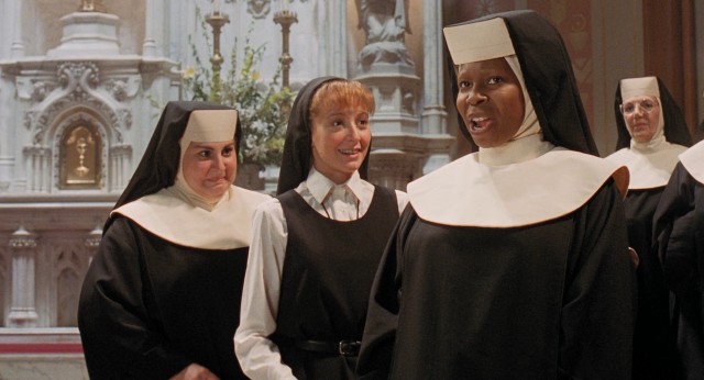 Using her lounge singer background, Sister Mary Clarence (Whoopi Goldberg) makes over St. Katherine's choir and brings out the best in her new nun friends (Kathy Najimy, Wendy Makkena).