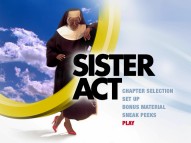 The original Sister Act DVD's menu meanwhile places Whoopi inside a heavenly ring.