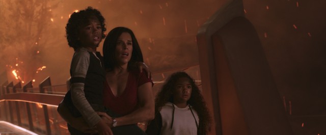 With his wife (Neve Campbell) and children (Noah Cottrell and McKenna Roberts) in danger, naturally Will Sawyer has to save the day.