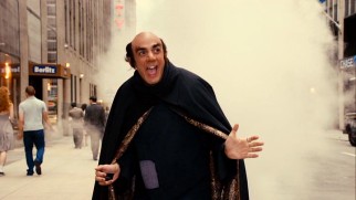 Gargamel (Hank Azaria) appreciates making a dramatic entrance through sewer steam outside Radio City Music Hall.