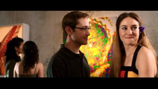 A gallery exhibits the art of Snowden's girlfriend Lindsay Mills (Shailene Woodley) in this deleted scene.