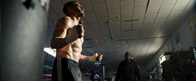 Billy Hope (Jake Gyllenhaal) jumps rope for his trainer, cloudy-eyed Titus "Tick" Wills (Forest Whitaker).