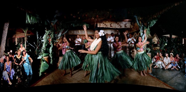 Grass skirt dancing inevitably features in the Hawaiian segments of the 1958 Cinerama film "South Seas Adventure."