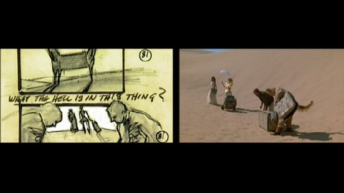 Harold Michelson's storyboards are compared to the final film.