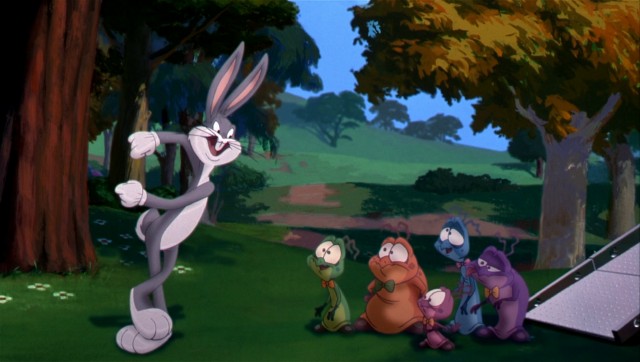 Bugs Bunny isn't initially threatened by the tiny Nerdlucks looking to capture him.