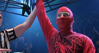 Spider-Man makes his public debut in a shabby homemade costume in a wrestling match as The Human Spider.