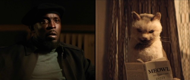 Murder suspect/jazz pianist Rock Banyon (Michael Kenneth Williams) has a chat with beatnik cat Dizzy in Eric Jonrosh's "The Spoils Before Dying."