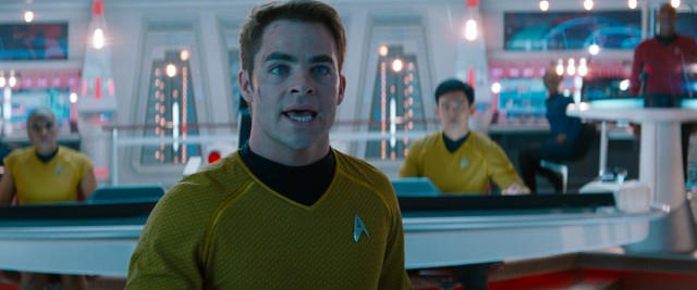 James T. Kirk (Chris Pine) is reinstalled as the USS Enterprise, making him to blame for the excitement to come in "Star Trek Into Darkness."
