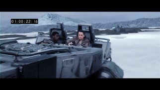 Finn and Rey escape on a snow speeder in one of the Blu-ray's six short deleted scenes.