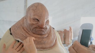 Simon Pegg's hefty junk boss Unkar Plutt is one of 105 colorful characters crafted for the film.