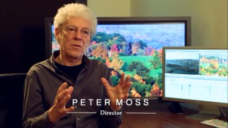 Director Peter Moss discusses Three Pines in front of the real star of the movie: lovely fall foliage.