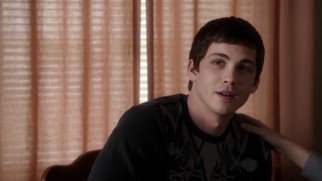 "Percy Jackson" star Logan Lerman plays Lou Murphy, a nice guy who tries to open Samantha's mind to human emotion and traditional romance.