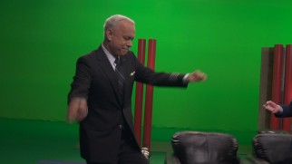 Tom Hanks throws a spontaneous Sully dance party amidst a sea of green screen in "Neck Deep in the Hudson."