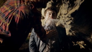A live Daniel Radcliffe gets fitted with a practical water spout in "Swiss Army Man: Behind the Scenes."