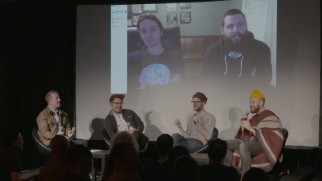 Hipsters gather to talk about farts in the Dolby Institute's Q & A session.
