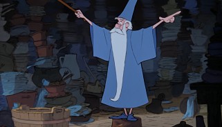 The new 1.75:1 widescreen framing puts Merlin and his pointy hat uncomfortably close to the top of the frame.