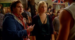 At a party, Noah (Jonah Hill) defends his girlfriend (Ari Graynor) in front of the ex she still has feelings for.