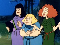 The homely, inept Brewster Sisters are given a spell book and directions by Marcella in "When You Witch Upon a Star."