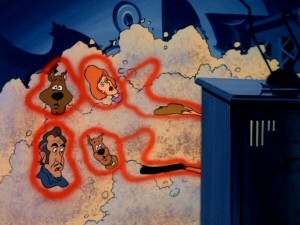 Two by two, the stars of "The 13 Ghosts of Scooby Doo" get sucked into a television in the show's entertaining fifth episode.