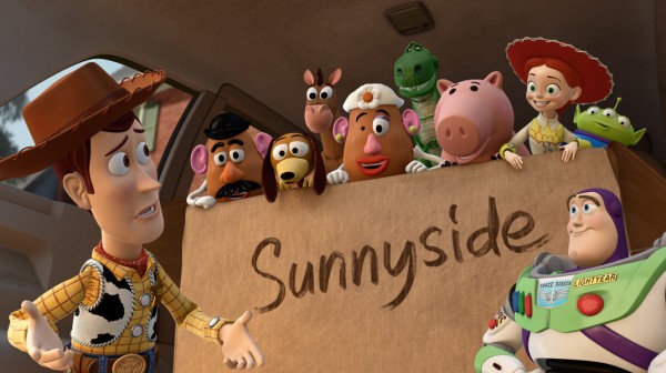 Woody is baffled to see his friends okay with being in a box destined for Sunnyside Day Care Center.