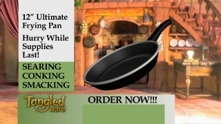 This infomercial for Rapunzel's dual-purpose frying pan is one of nine "Tangled" teasers included on the Blu-ray.