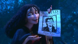 Mother Gothel lures some cooperation with a wanted poster that doesn't get Flynn's nose right.