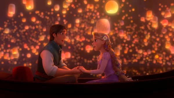 Eugene Fitzherbert (a.k.a. Flynn Rider) and Rapunzel share a romantic boat ride under the light of sky lanterns while singing the Oscar-nominated duet "I See the Light."