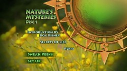The classy Disc 1 main menu for "Volume 4 - Nature's Mysteries."