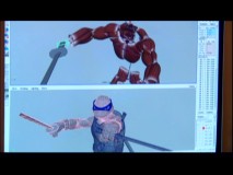 The computerized skeleton and muscle structure of Leonardo is seen in the short featurette "Donny's Digital Data Files."