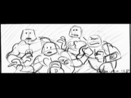 The Turtles are seen in their most primitive form in the rough storyboard version of "Roof Top Workout."