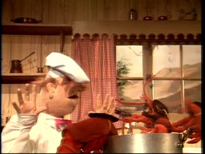 Bandido lobsters strike back when the Swedish Chef tries to cook them.