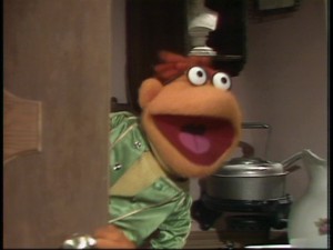 "Oh, [guest's full name], [guest's full name], they're ready for you!" As the Muppet's gofer, Scooter opens most episodes by alerting the human star.
