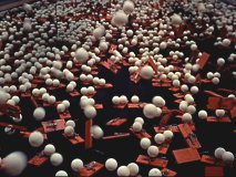 Nuclear fission is represented by mousetraps and pingpong balls!