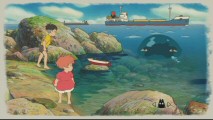 Sosuke, Ponyo, and the various items around them are clickable icons that lead to either film clips or animation in the Ponyo section of "Enter the Lands."